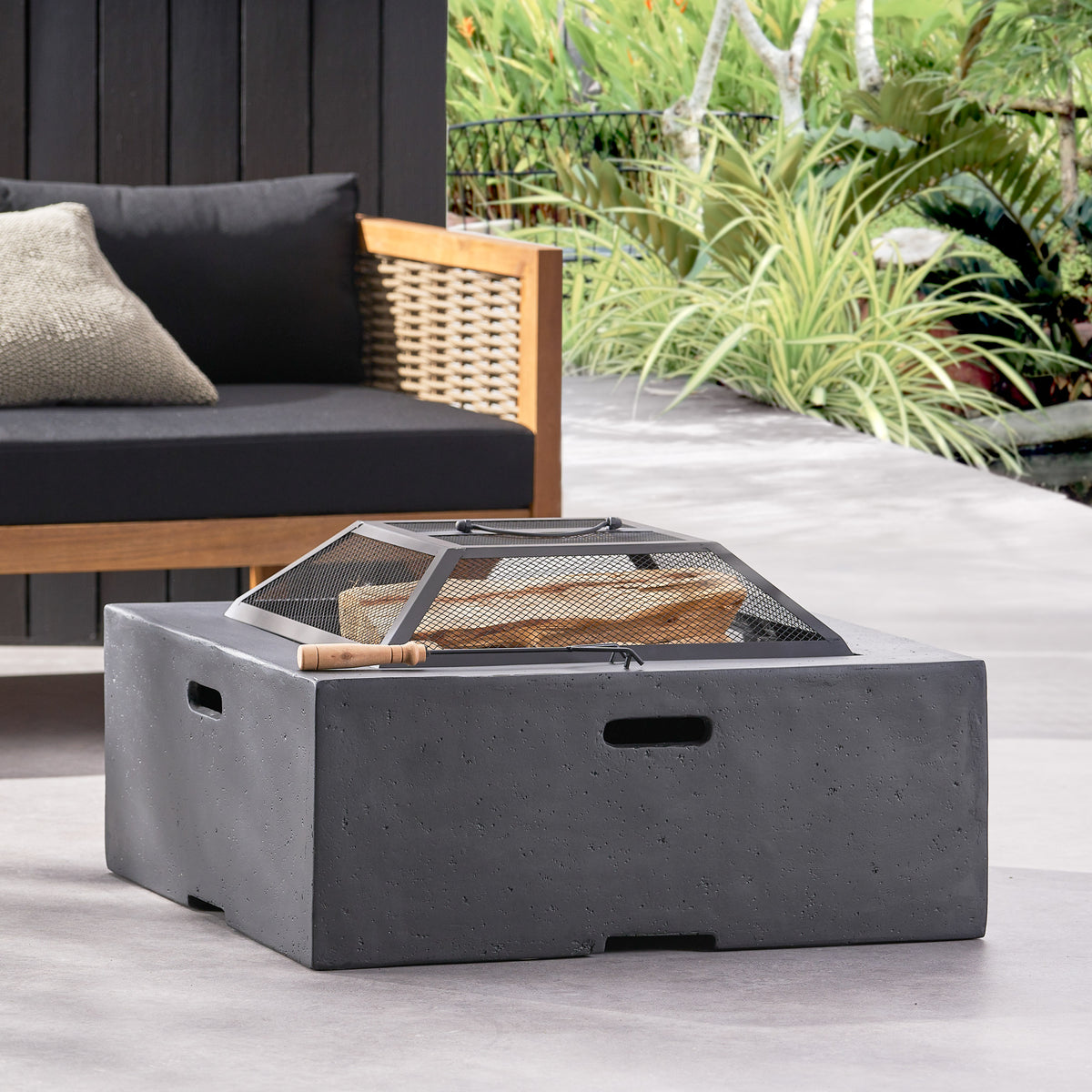 Outdoor 29 Square MgO Wood- Burning Fire Pit