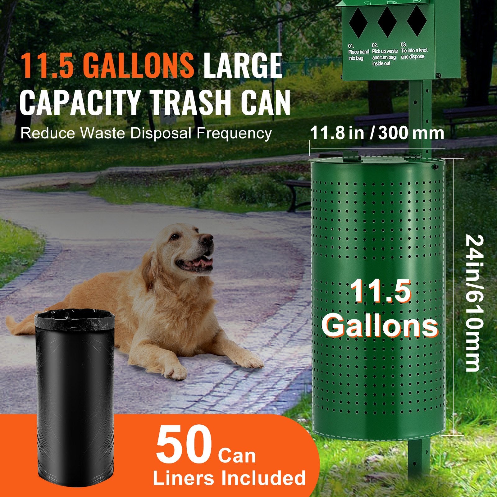 Dog Waste Station 11.5 Gallon Outdoor Poop Dispenser 600 Bags