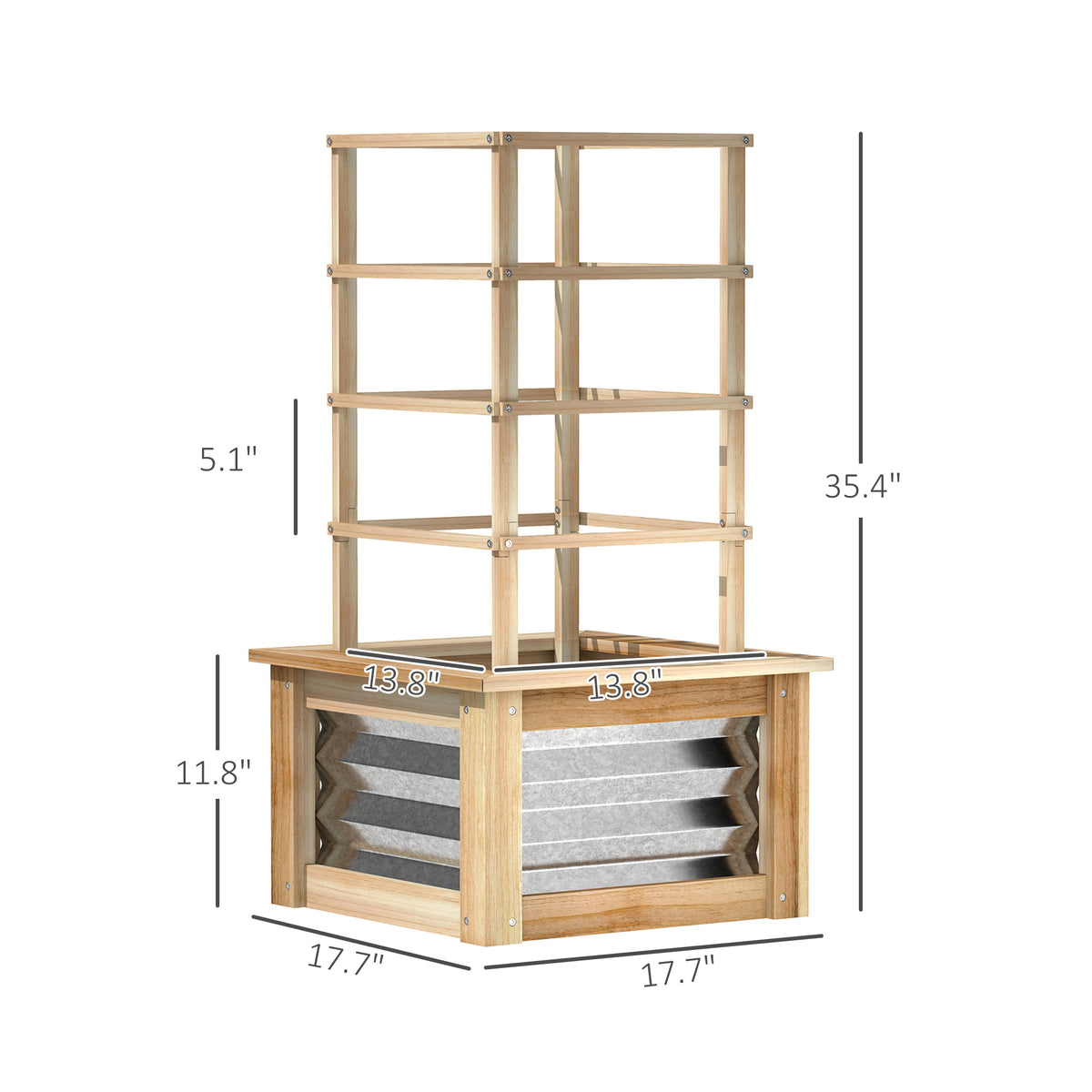 Wooden Raised Garden Bed With Trellis