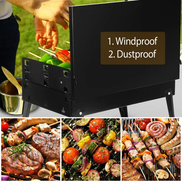 Portable Charcoal Grill Foldable Suitcase 16.7x10x17.7in