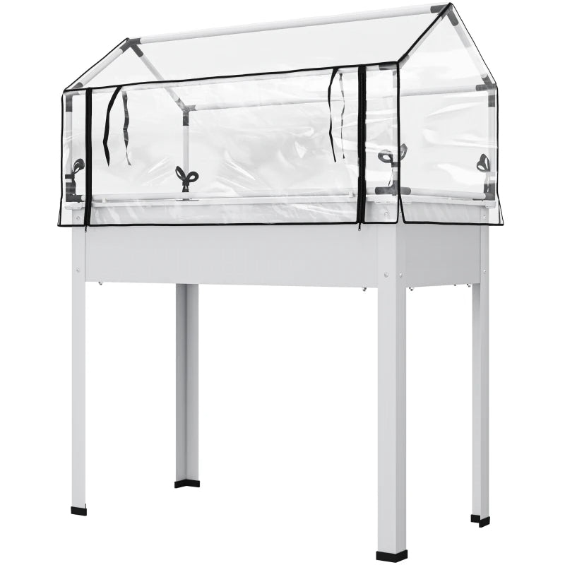 Elevated Garden Box With Greenhouse Cover & Drainage