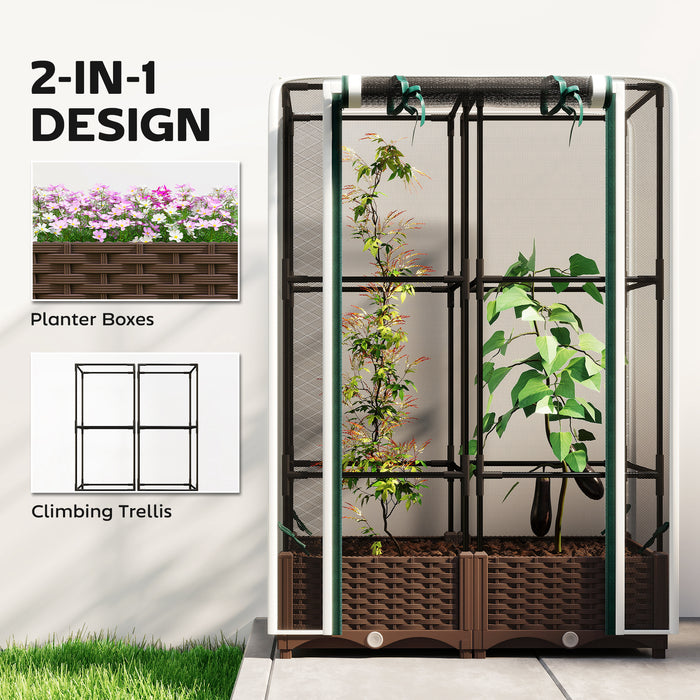 Raised Garden Bed with Integrated Trellis