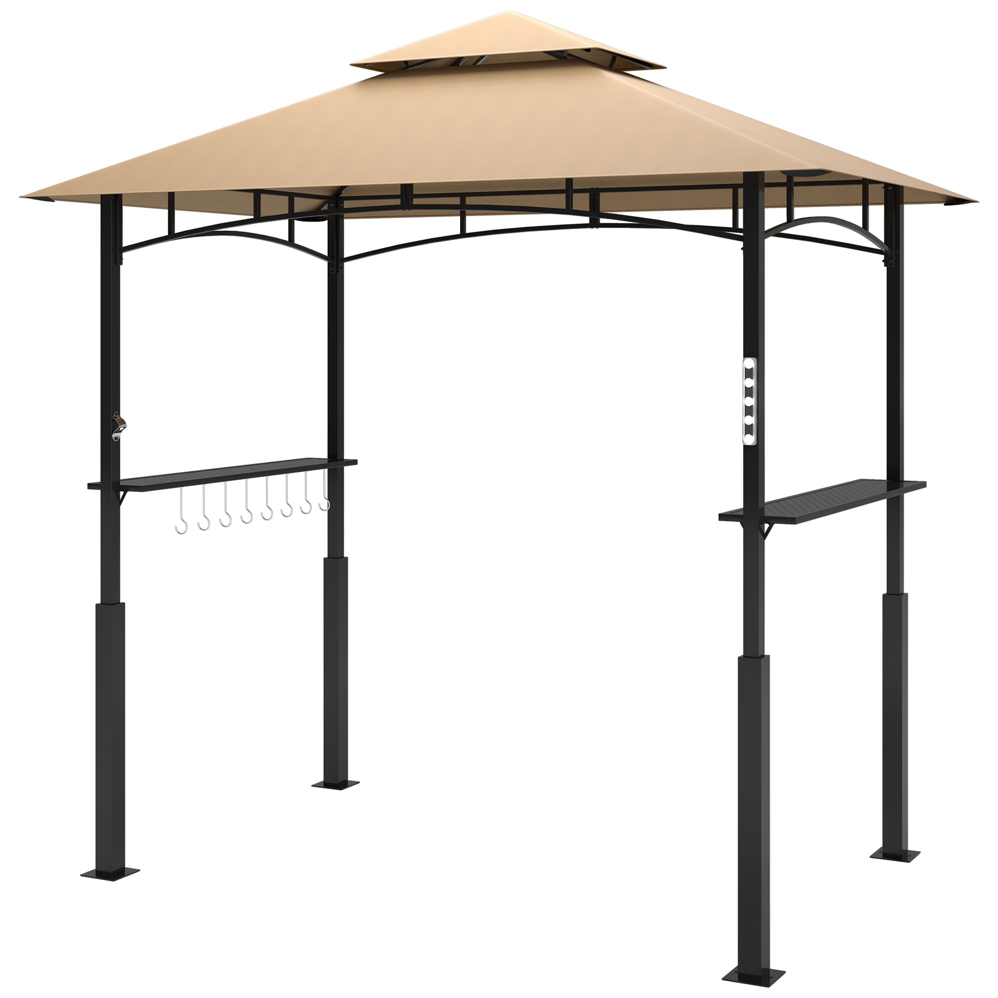8x5 Outdoor Grill Gazebo with LED Lights and Shelves