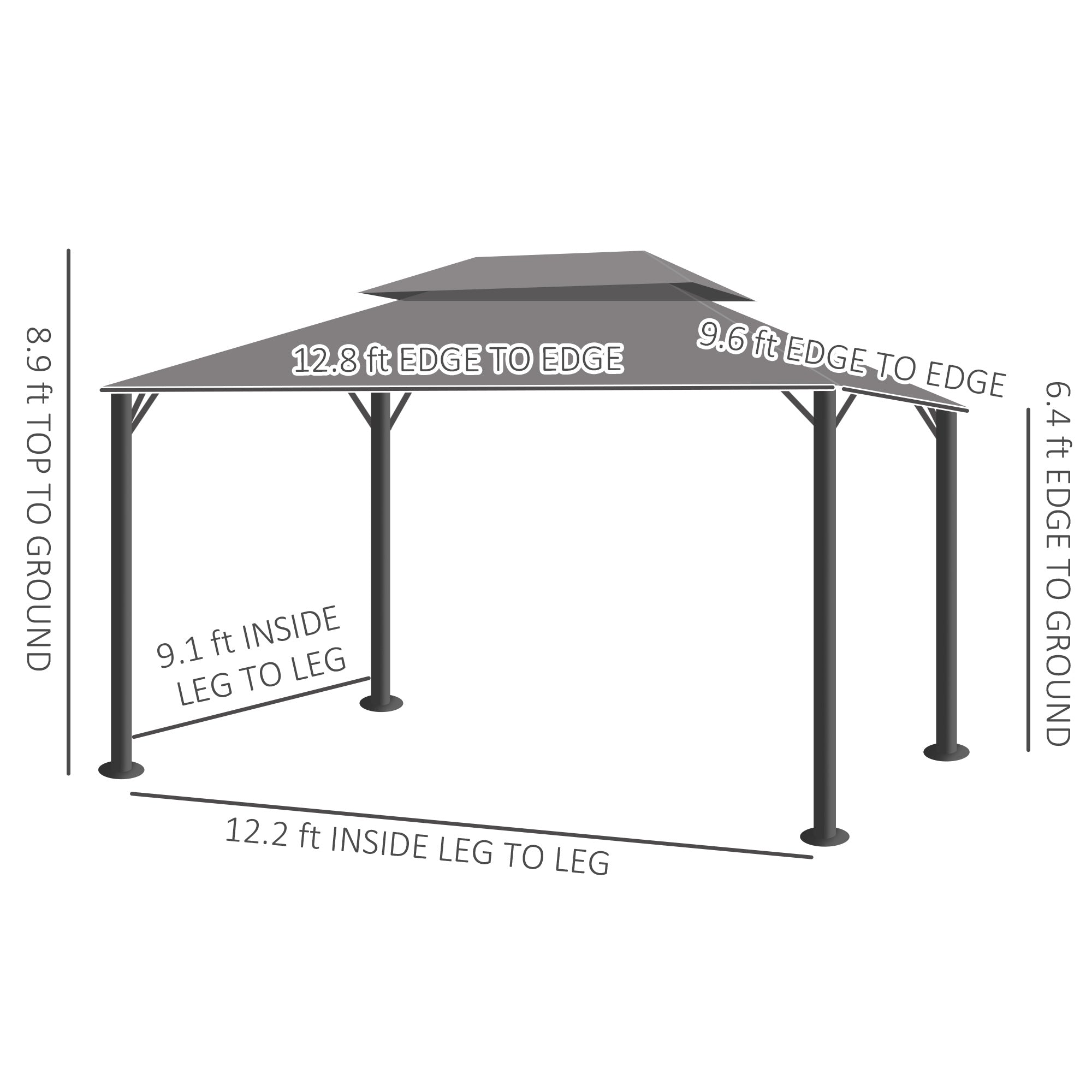 10 x 13 Patio Gazebo w/ Aluminum Frame Double Roof
