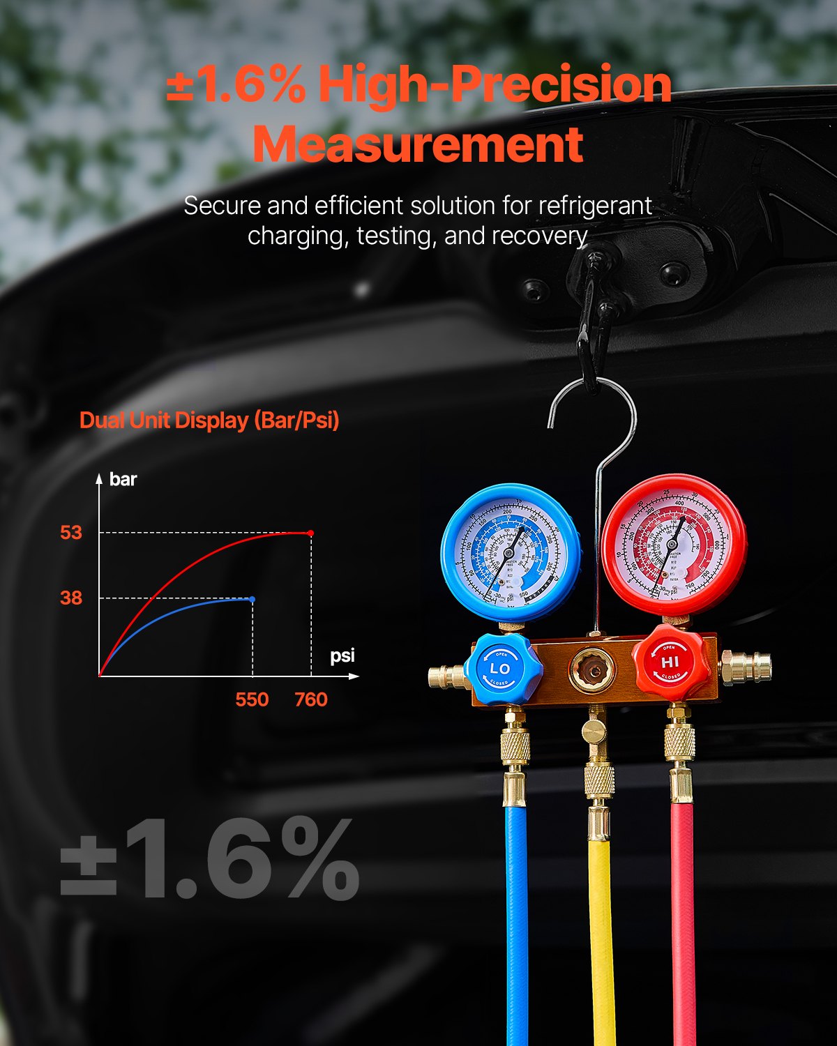 4.5 CFM Rotary Vane Vacuum Pump with Manifold Gauge Kit