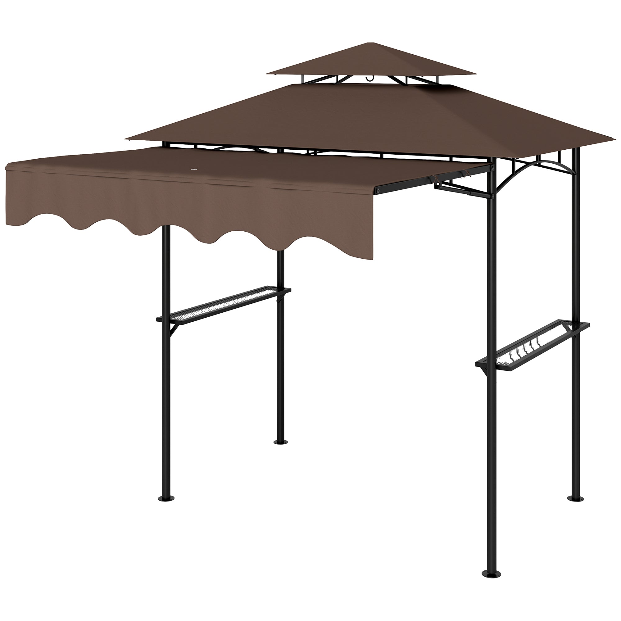8 x 7.6 Outdoor Grill Gazebo with Side Awning and Shelves