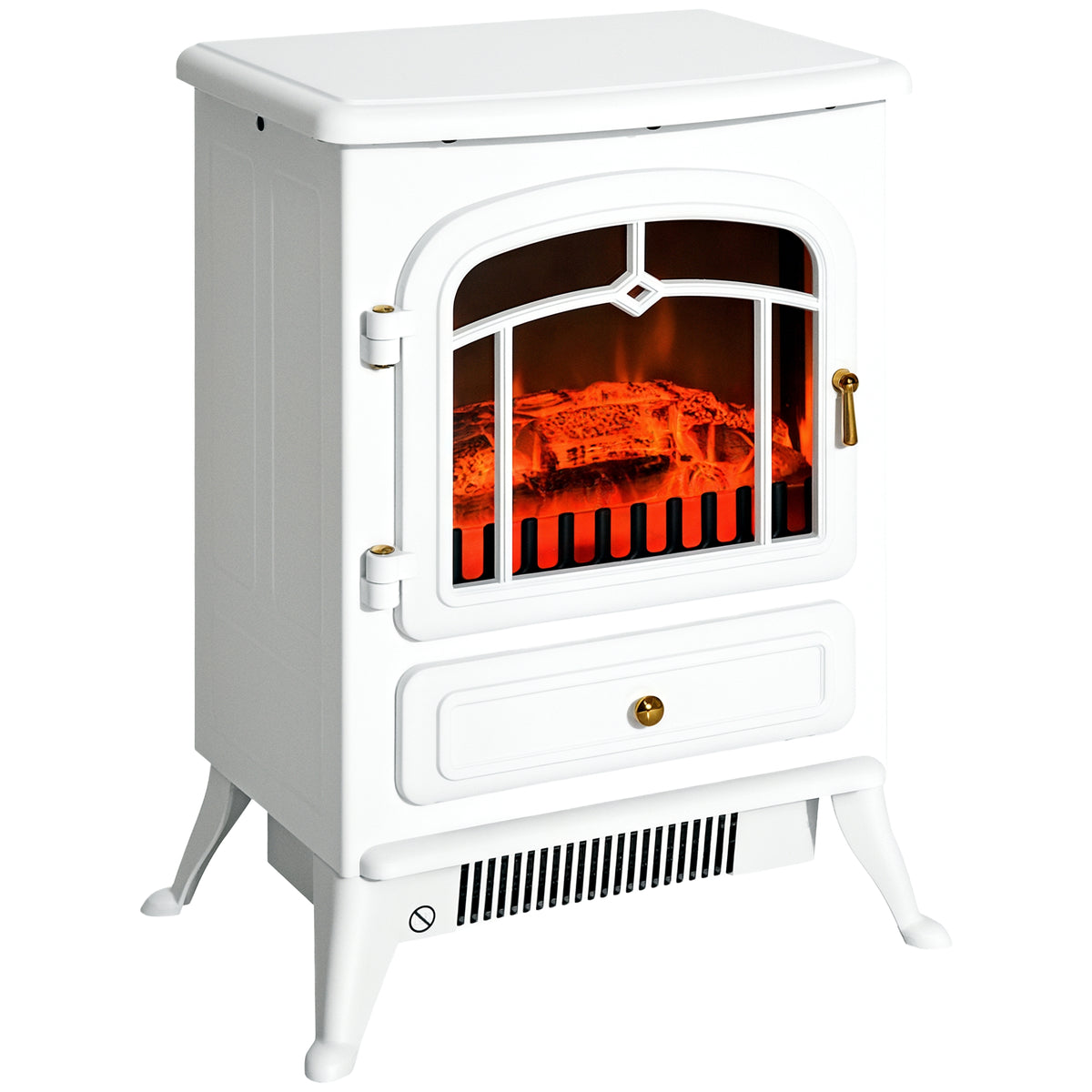 Electric Fireplace Stove Heater with LED Flames, 725W/1450W