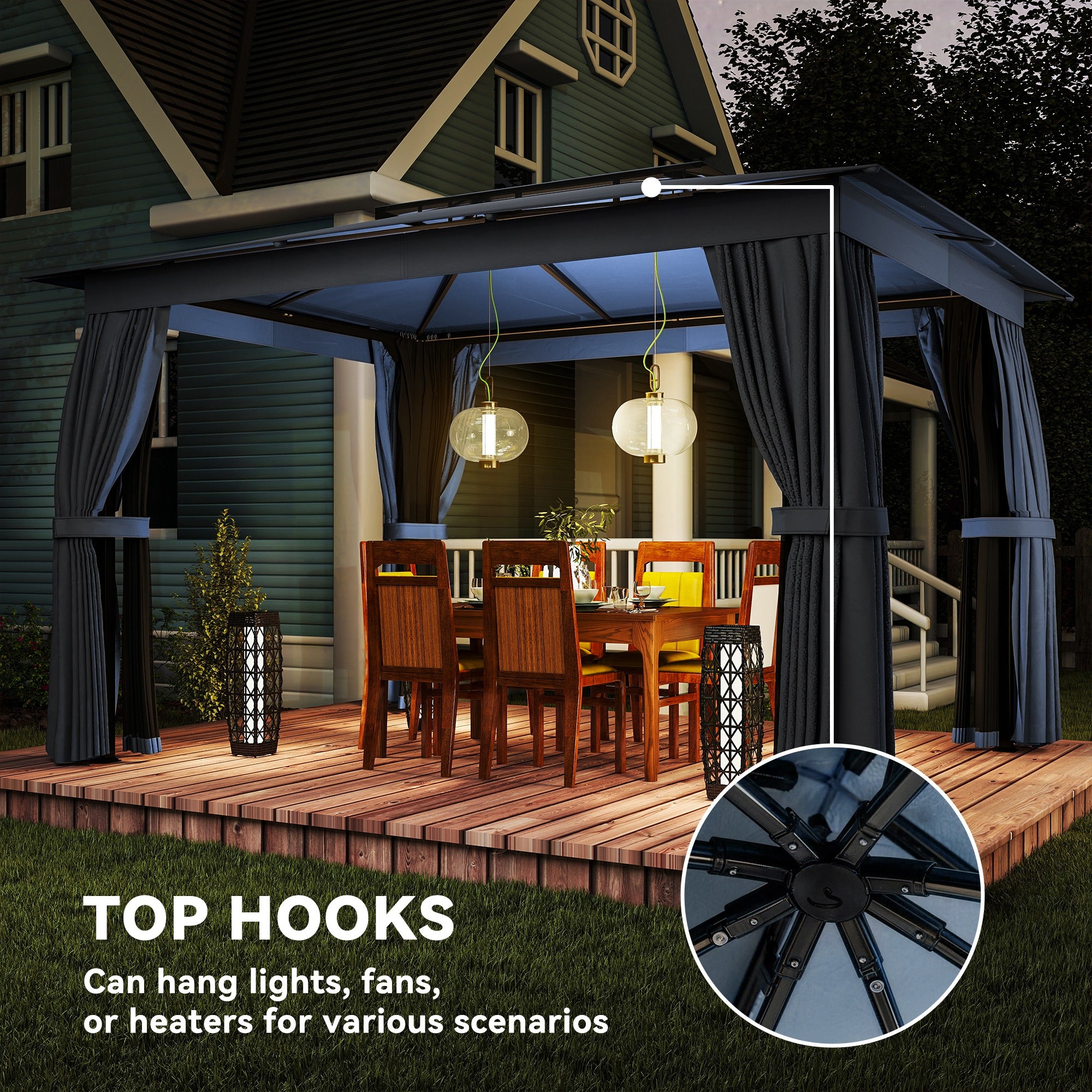 10x12 Soft Top Patio Gazebo with Curtains & Netting