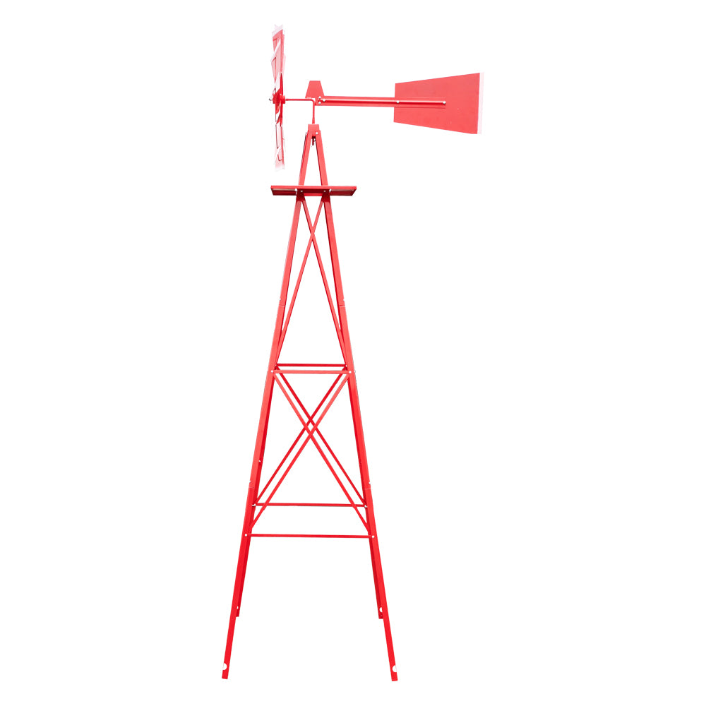 8ft Weather Resistant Yard Garden Windmill Red