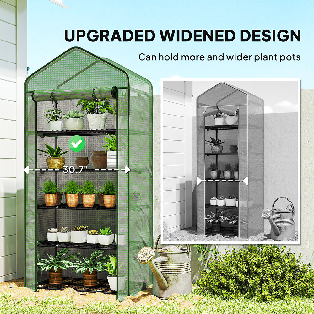 5-Tier Mini Greenhouse with Roll-Up Zippered Door