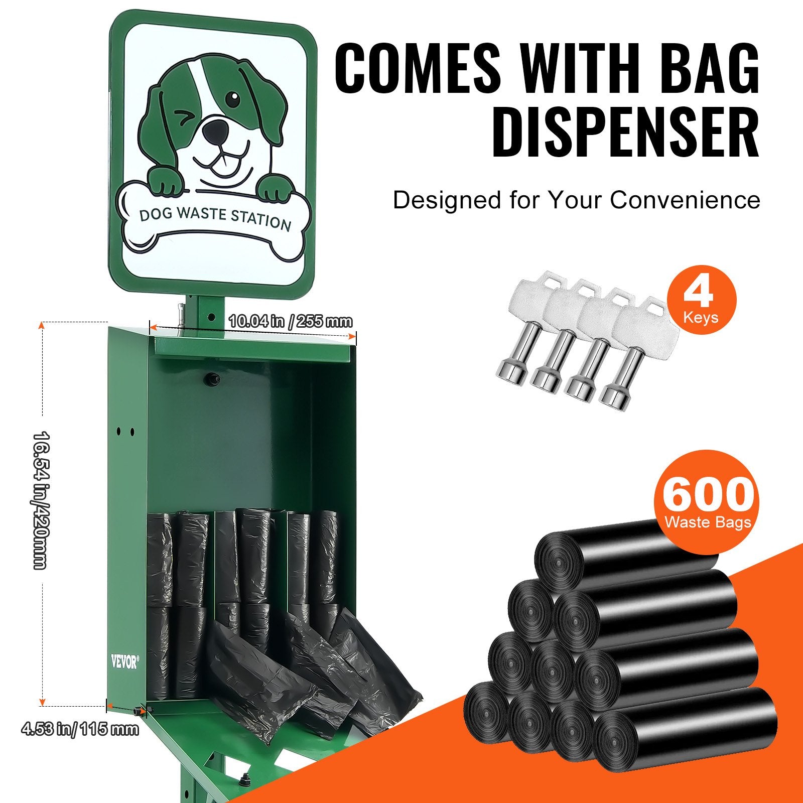 Dog Waste Station 11.5 Gallon Outdoor Poop Dispenser 600 Bags