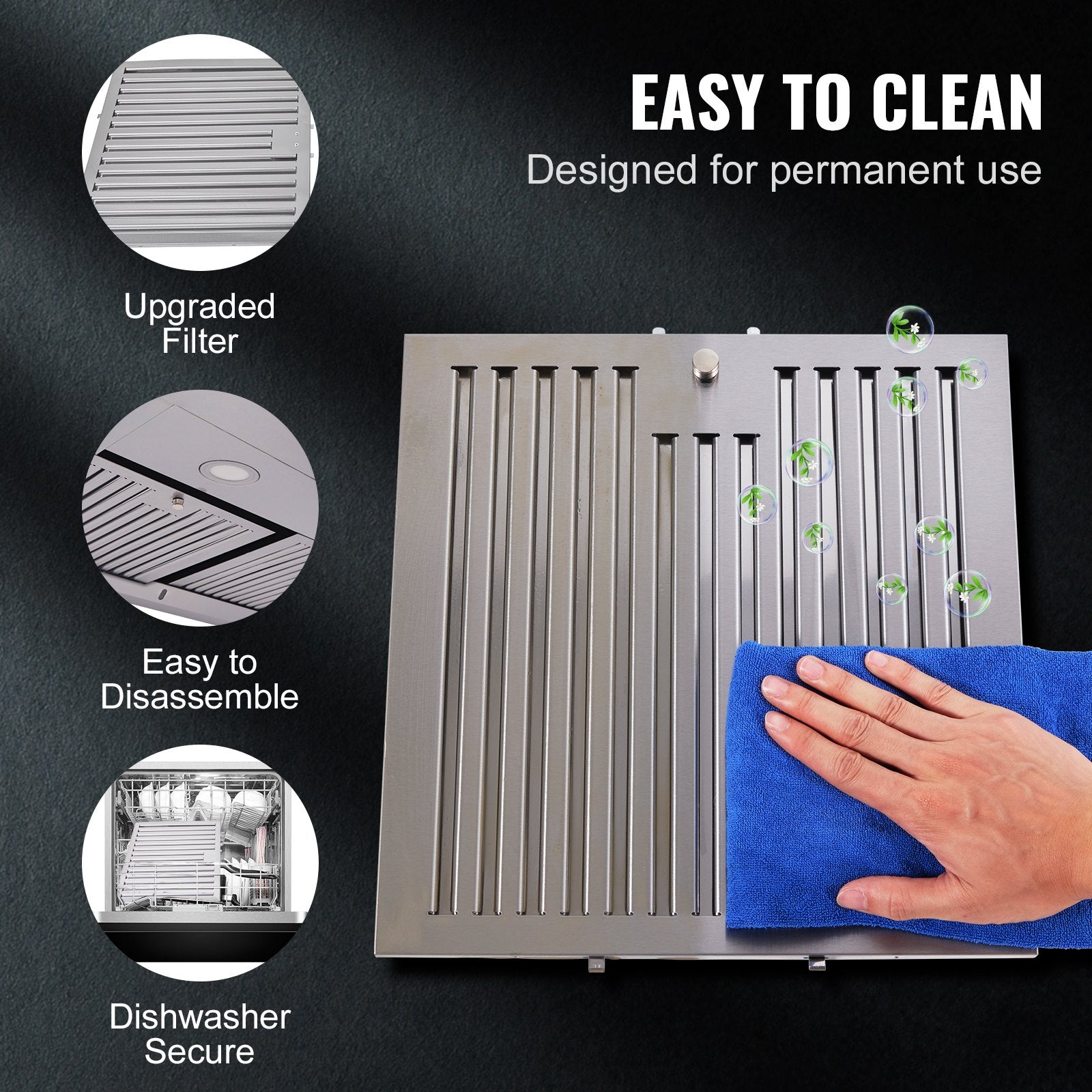 30 Inch Under Cabinet Range Hood Ductless Dual Motor
