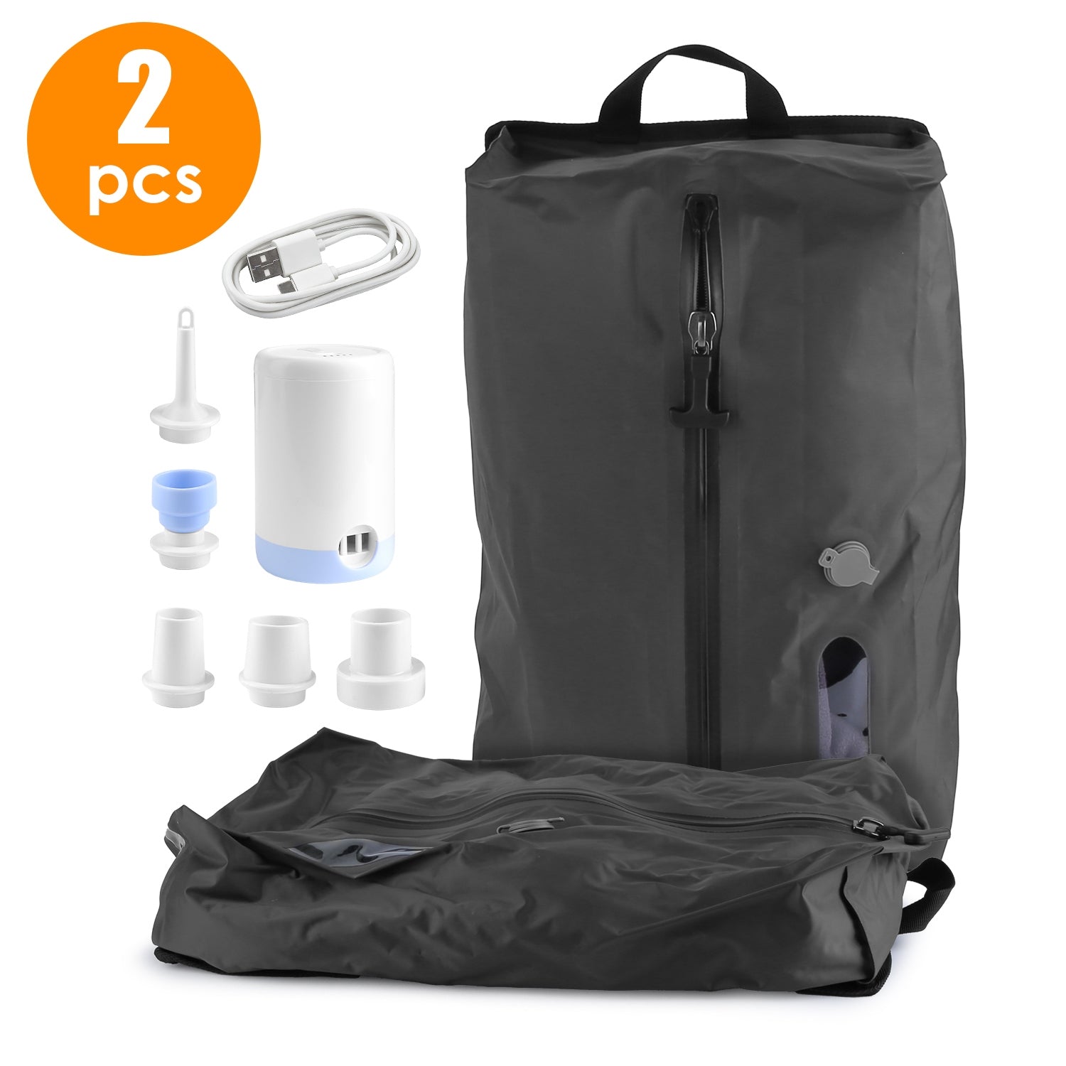 2-Pack 17L Vacuum Storage Bags with Pump & Handle