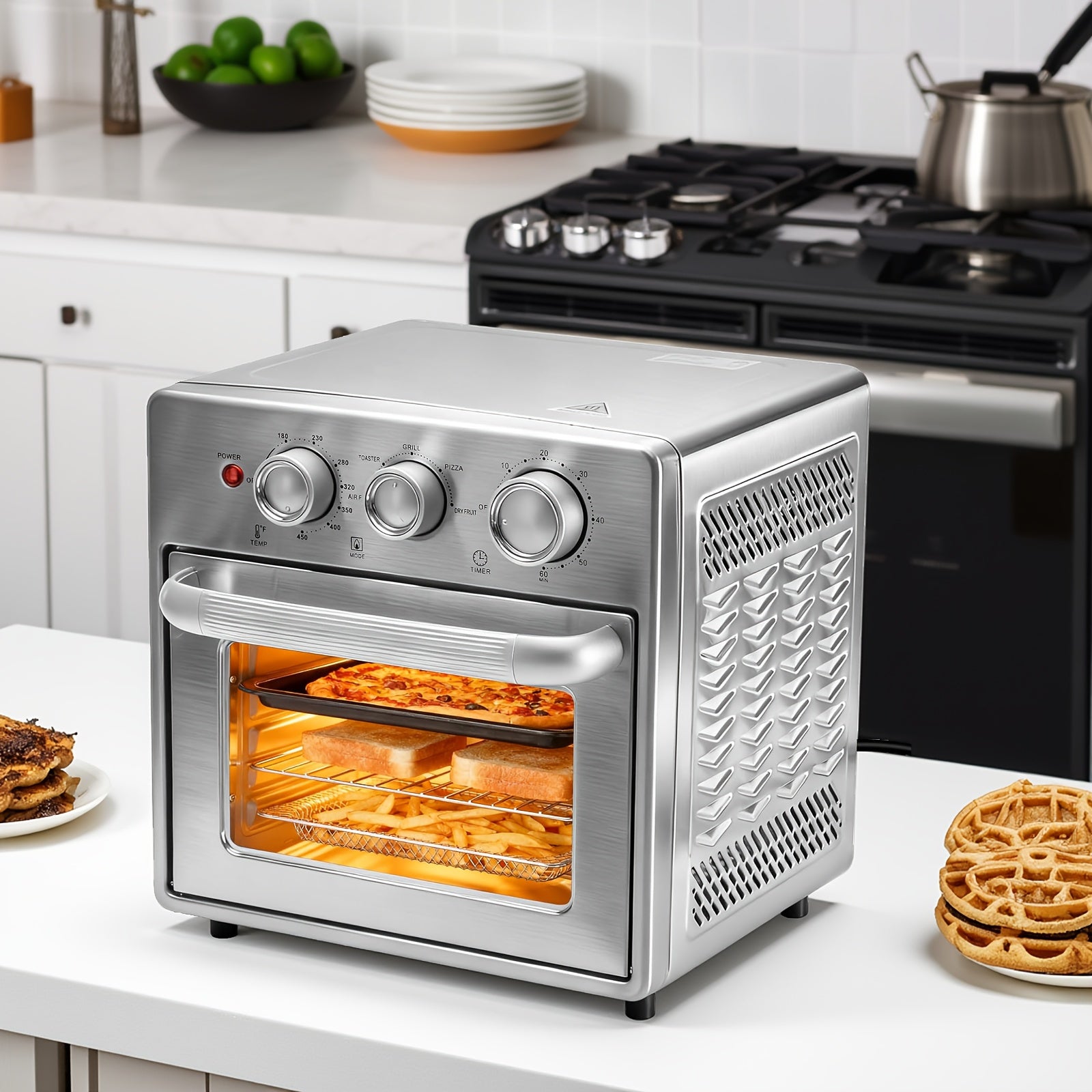 16.9 Gallon Air Fryer Oven Combo Unit, Stainless Steel