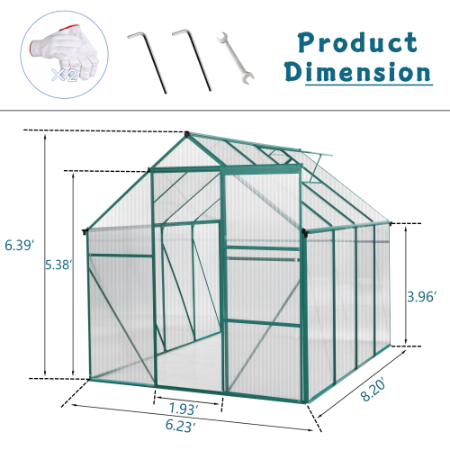6 x 8 FT Green Outdoor Patio Greenhouse