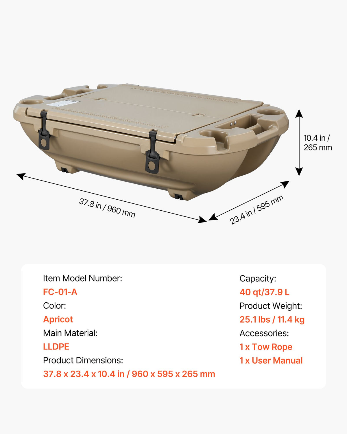 40 Qt Floating Cooler with Dry Storage & Tow Rope