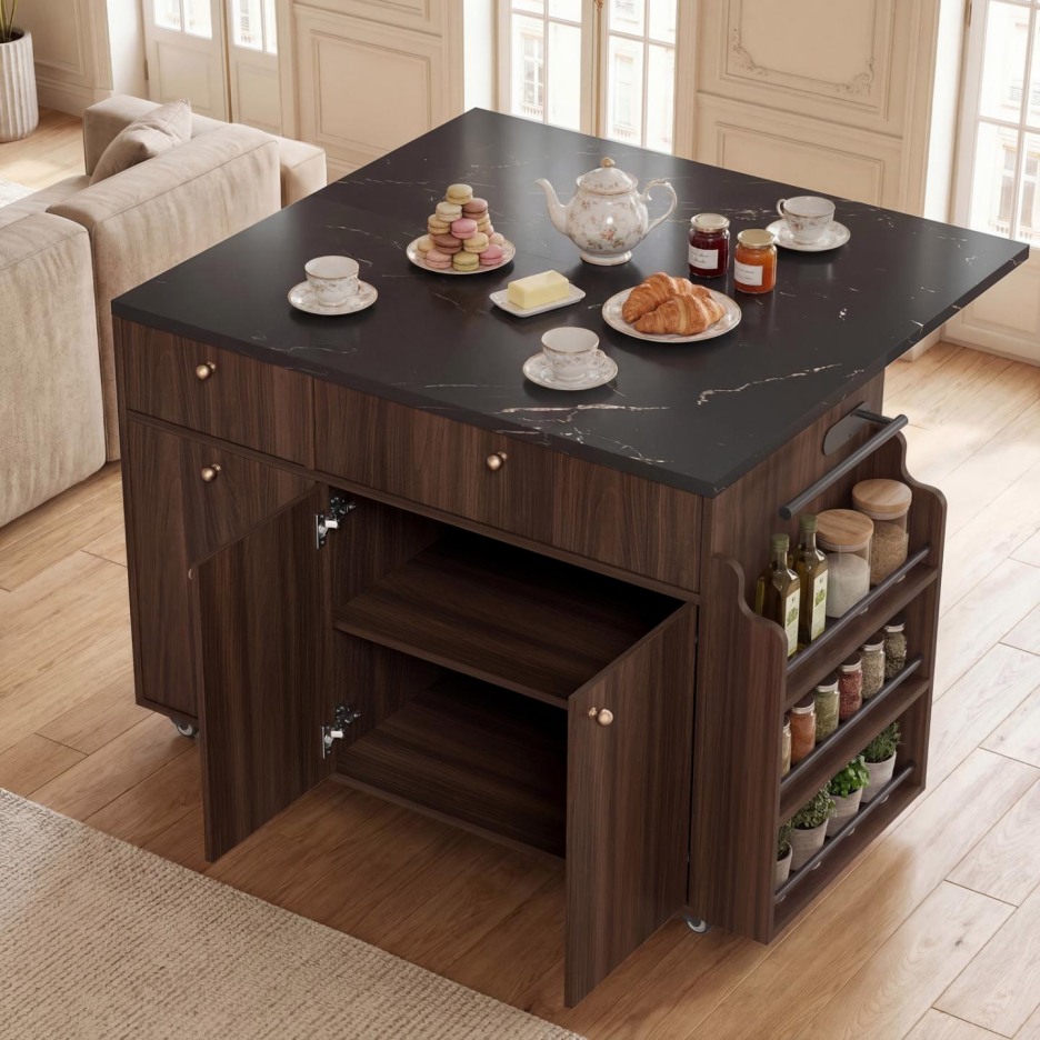 Kitchen Island With Storage Rolling Kitchen Island Cart With Drop