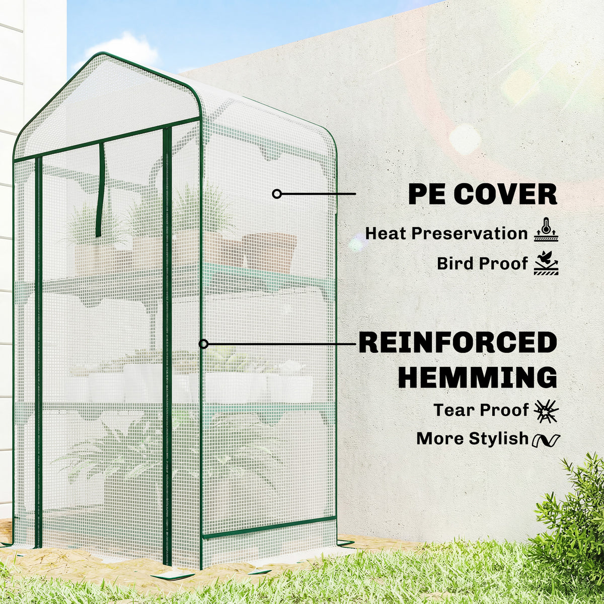 Mini Greenhouse 27.6x19.7x50 Inch Portable Roll-Up Door