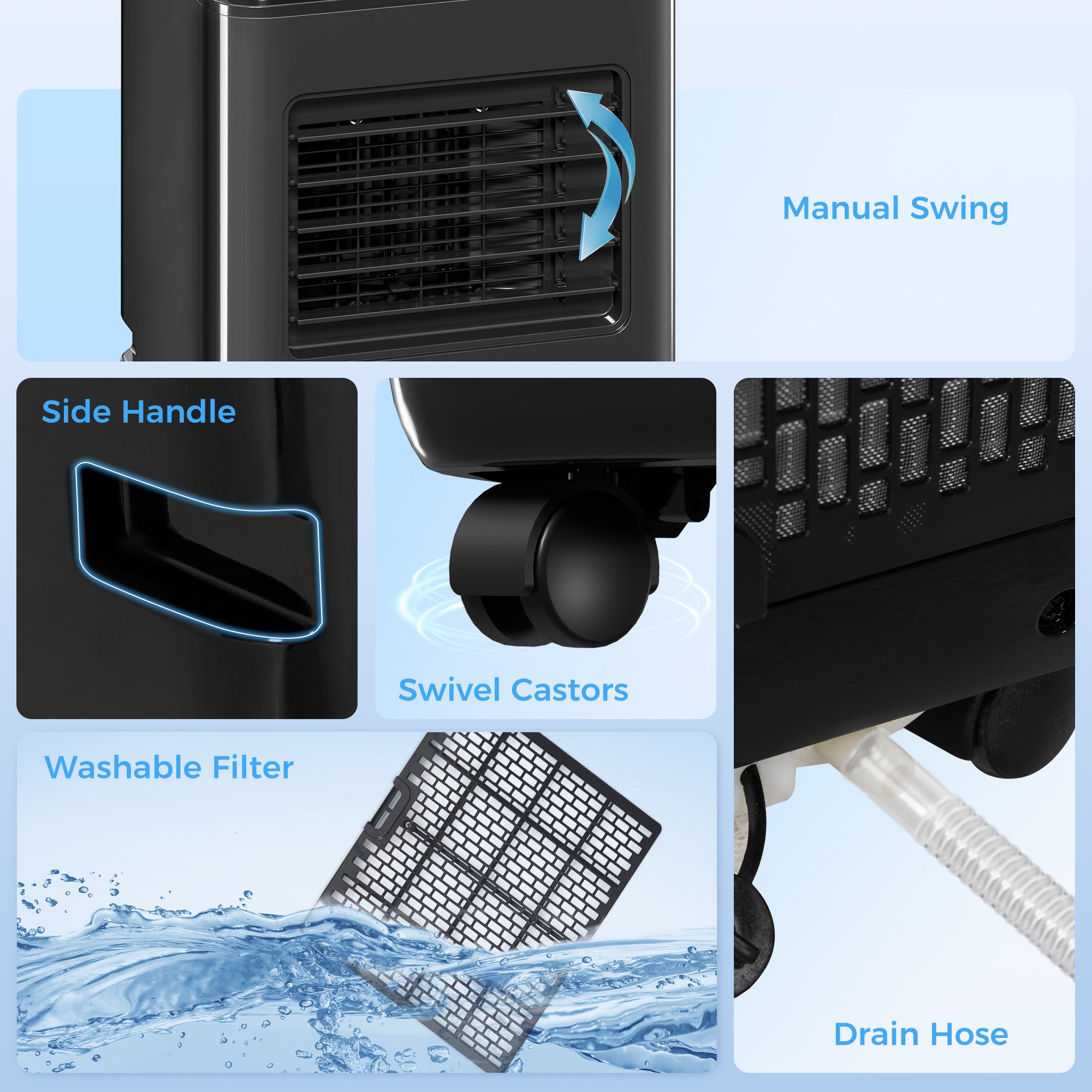 8000 BTU Mobile Air Conditioner with Dehumidifier & Timer