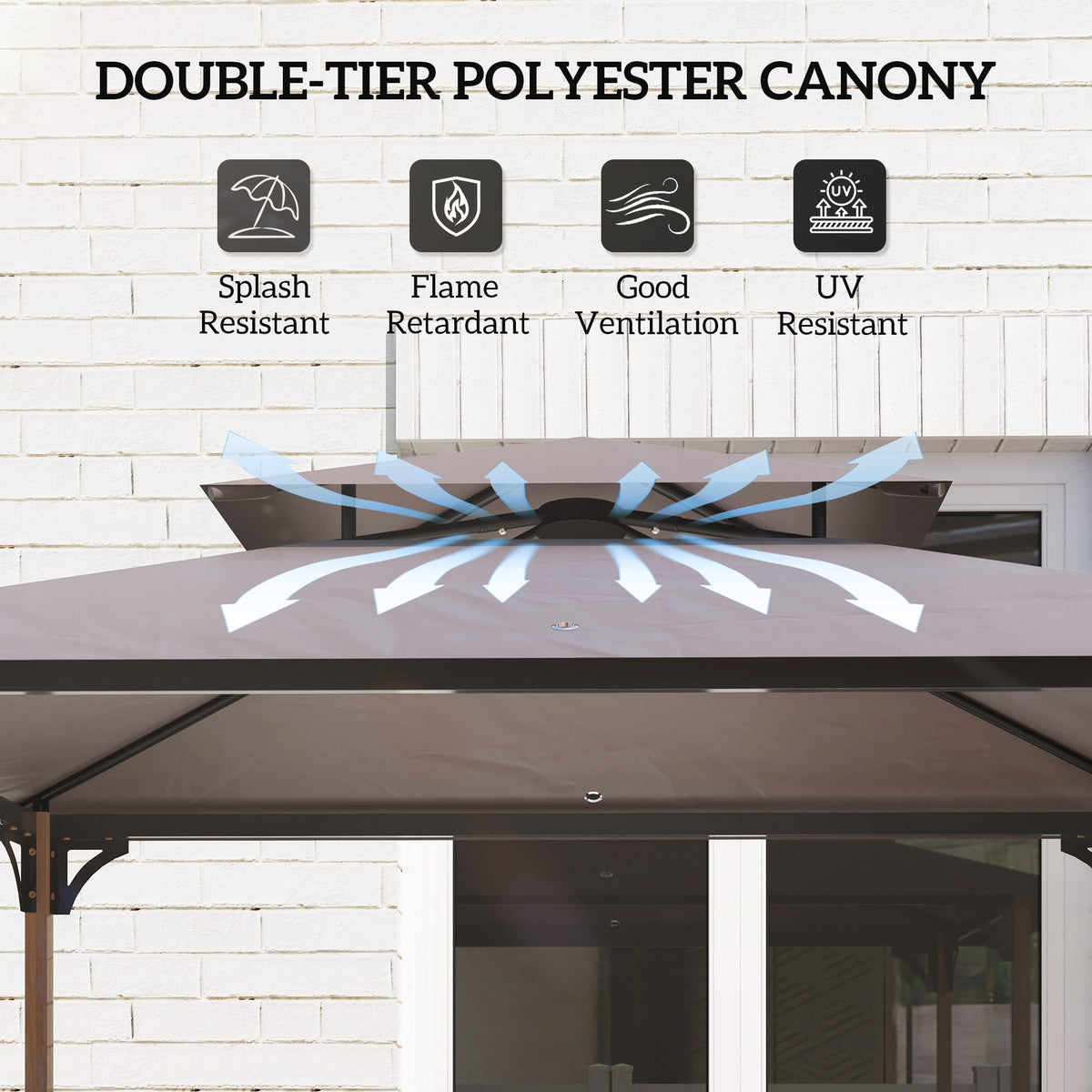 8x5 Double Tiered Grill Gazebo with Side Shelves