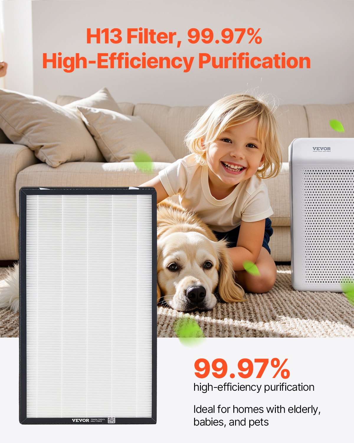 H13 2-in-1 Air Purifier Replacement Filter, Square
