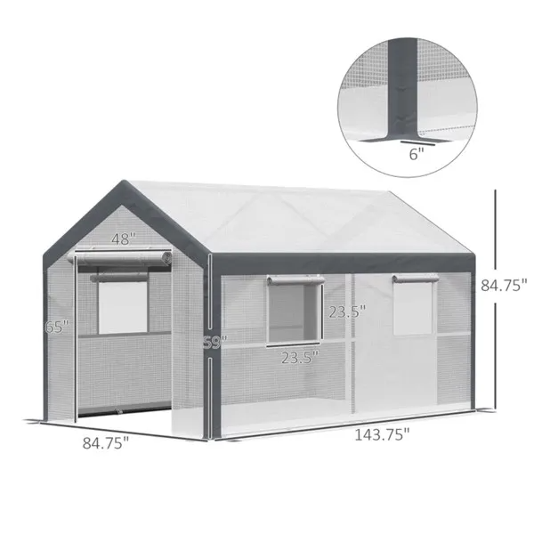 Mini Walk-In Greenhouse with Steel Frame
