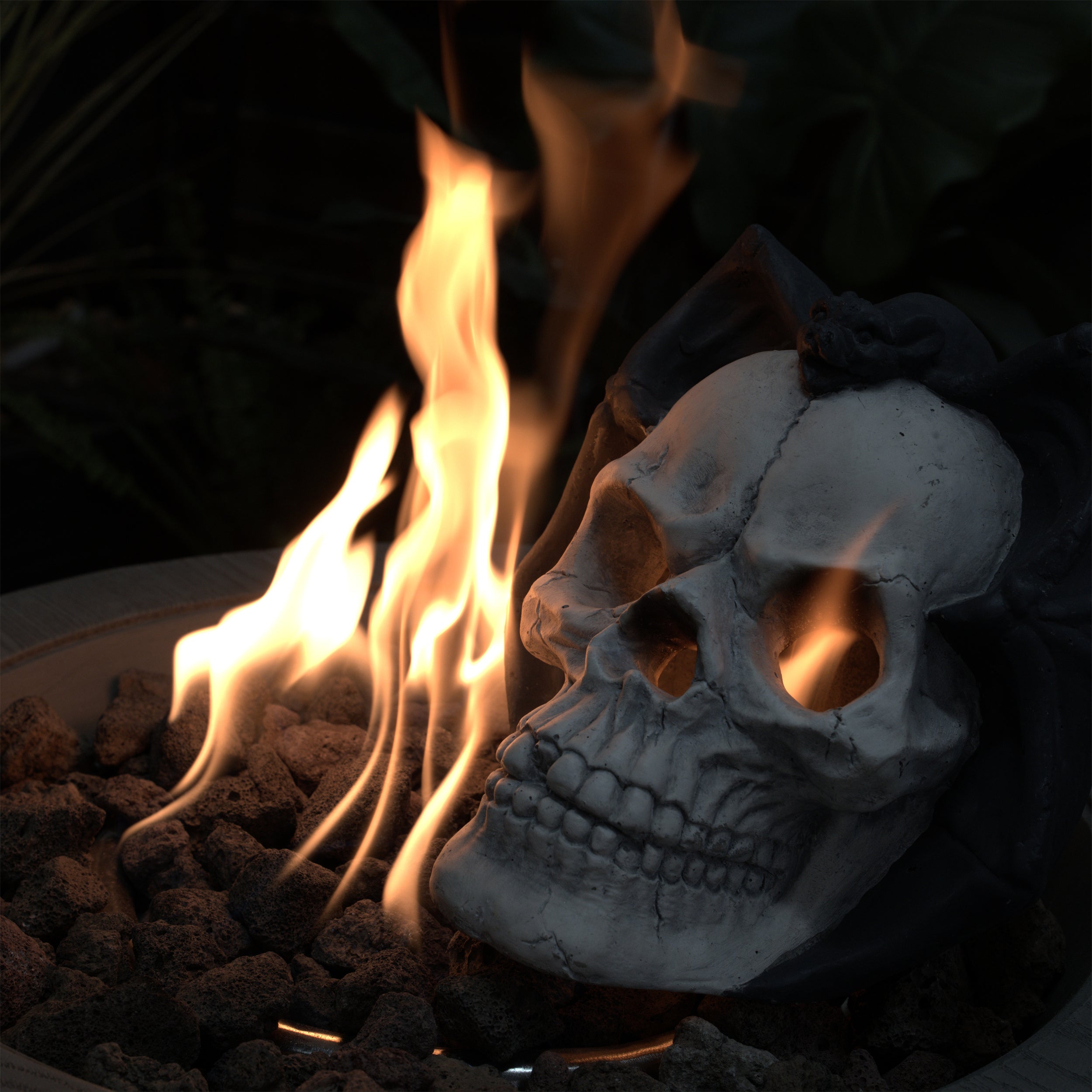 Demon Skull Gas Log for Fire Pit & Fireplace