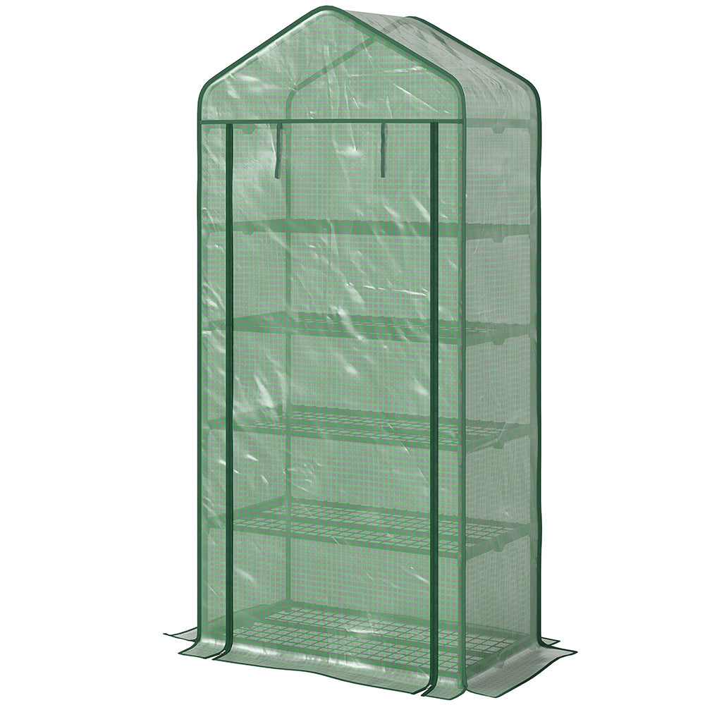 5-Tier Mini Greenhouse with Roll-Up Zippered Door