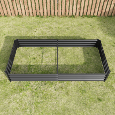 Metal Raised Garden Bed 7.6x3.7x0.98ft Black