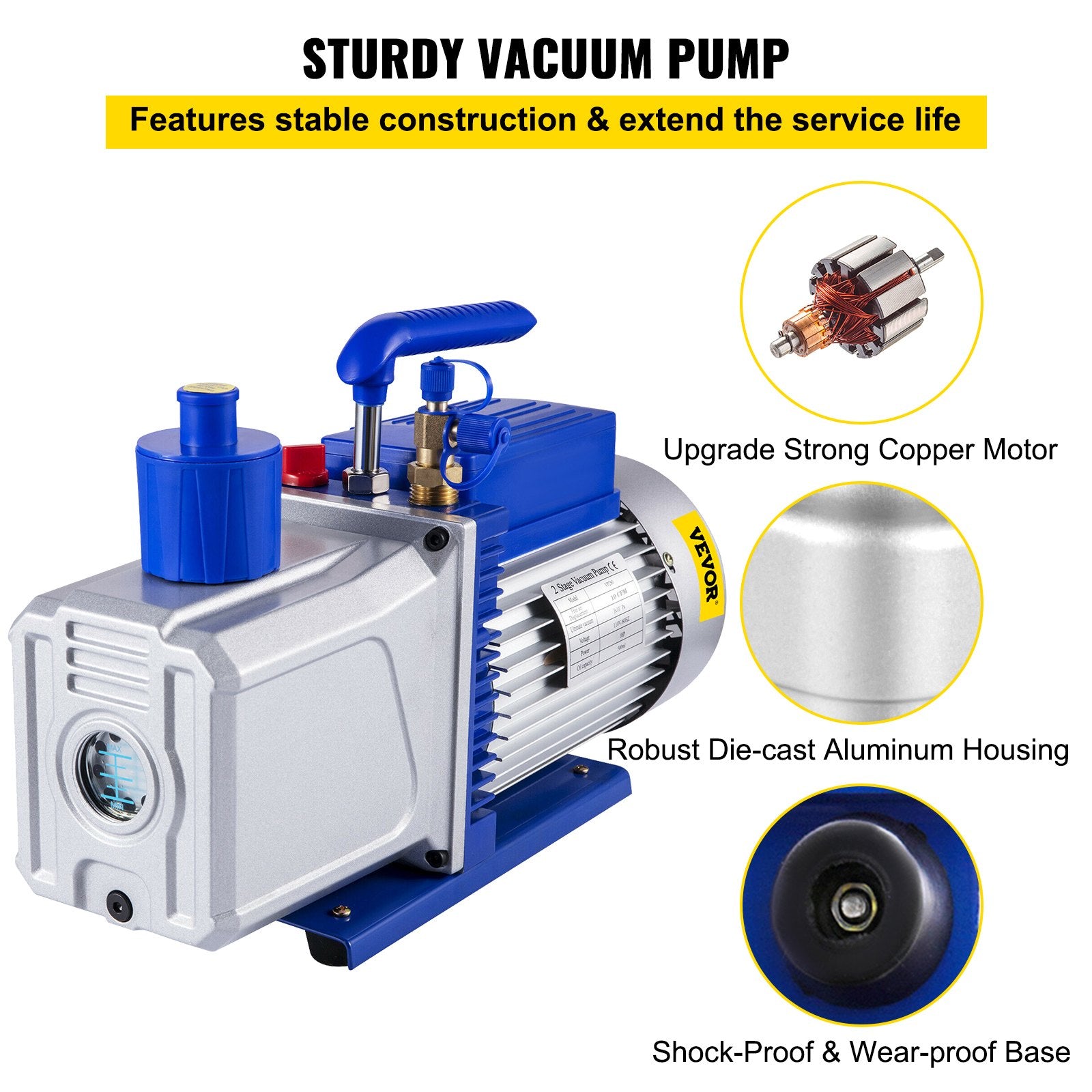 12CFM 1HP Two-Stage Vane Vacuum Pump HVAC