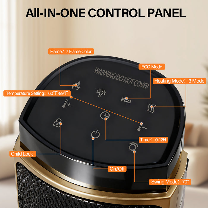 23 Inch Portable Indoor Space Heater with 7 Light Colors