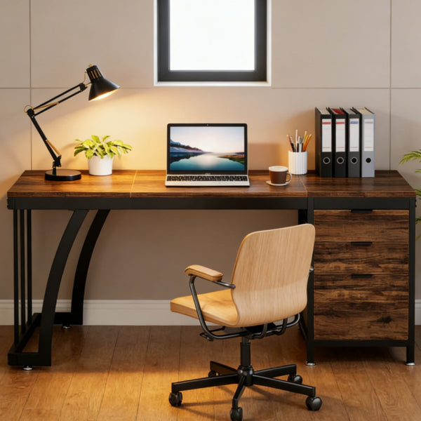 Computer Desk with Storage Shelves
