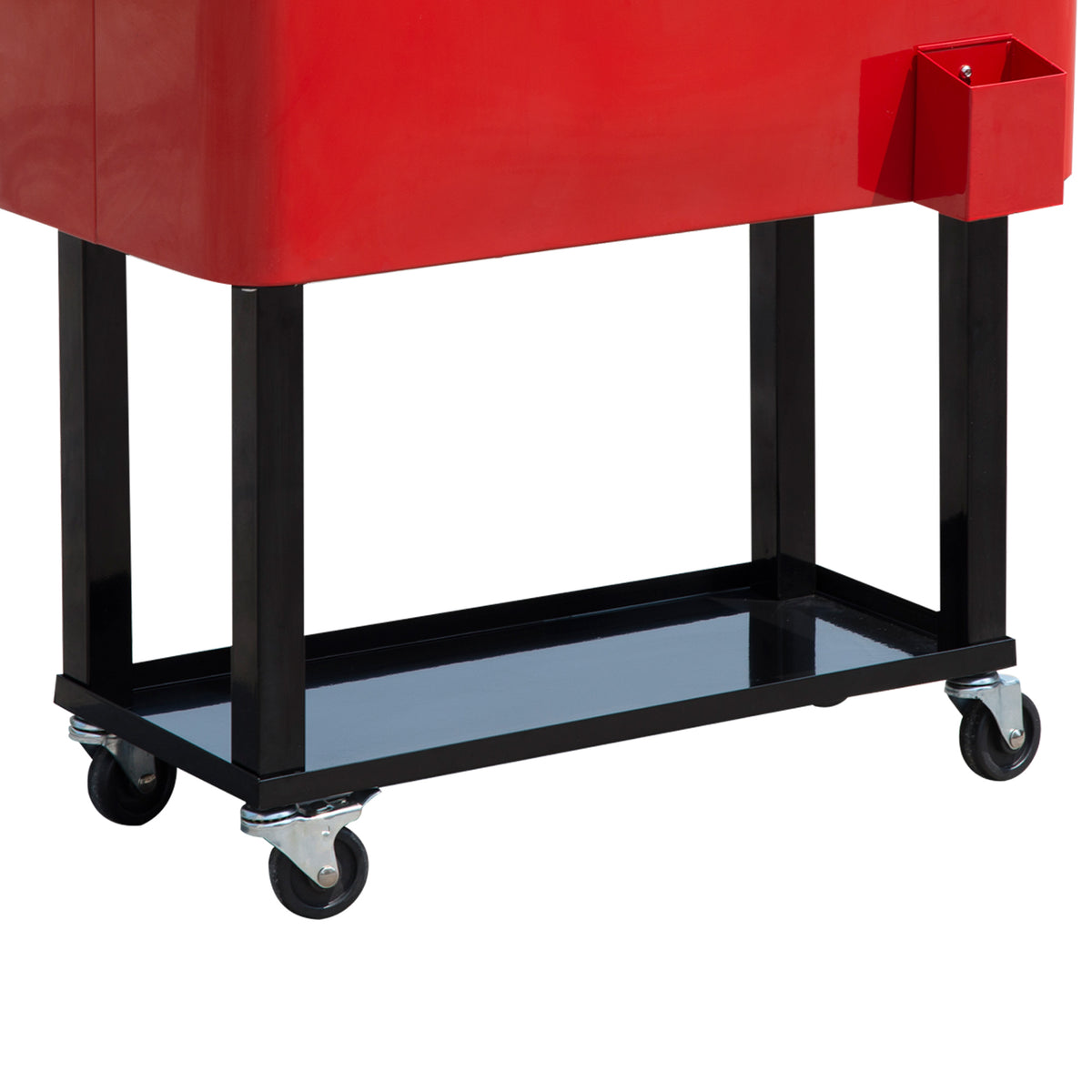 80 QT Rolling Cooler Cart with Wheels Ice Chest Red
