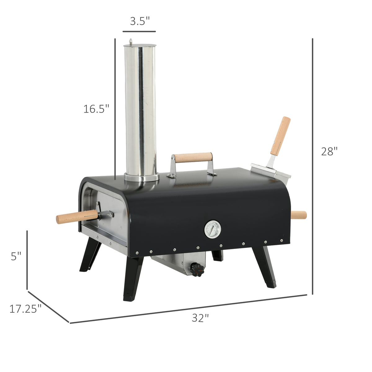 Pellet Wood Fired Pizza Oven with 12" Rotating Stone