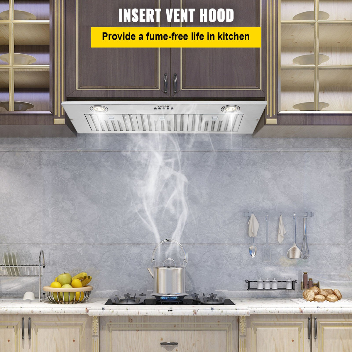 36 Inch Stainless Steel Insert Range Hood, 800 CFM