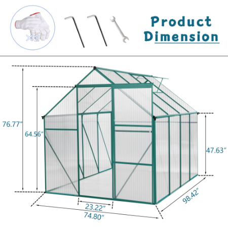 6 x 8 FT Green Outdoor Patio Greenhouse