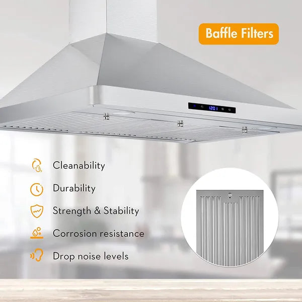 30/36 Inch Wall Mount Range Hood 700CFM Stainless Steel