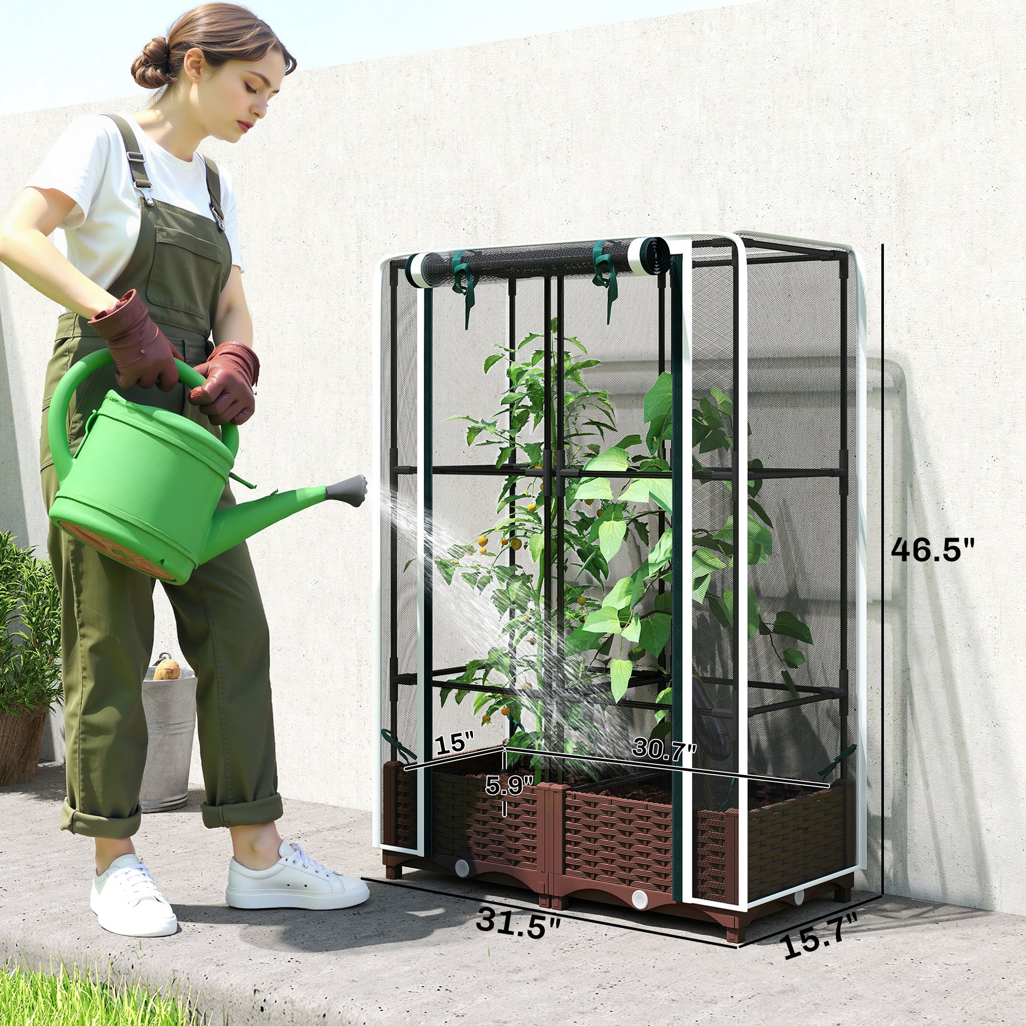 Raised Garden Bed with Integrated Trellis