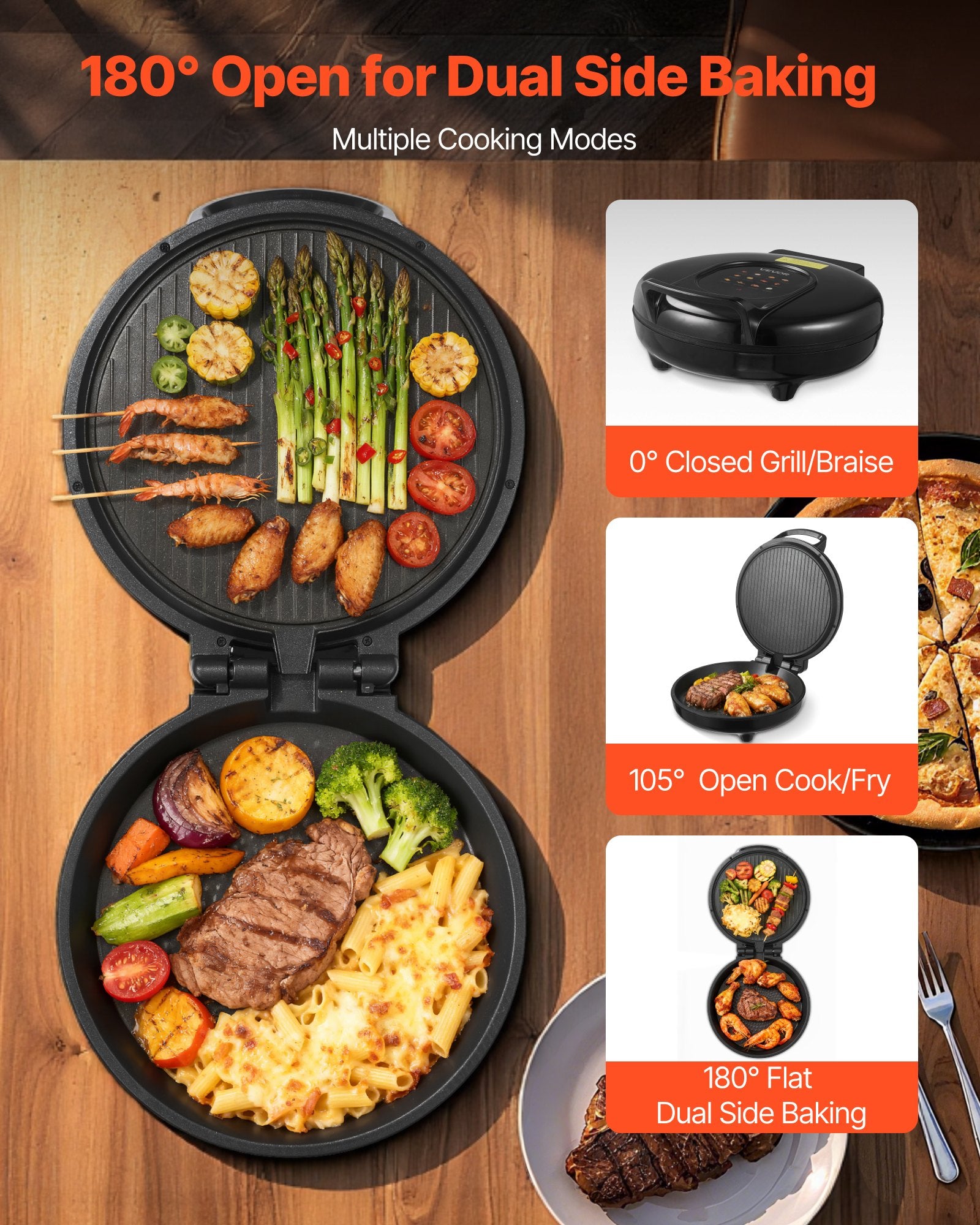 12 Inch Electric Pizza Oven, 1200W Non-Stick Cooker