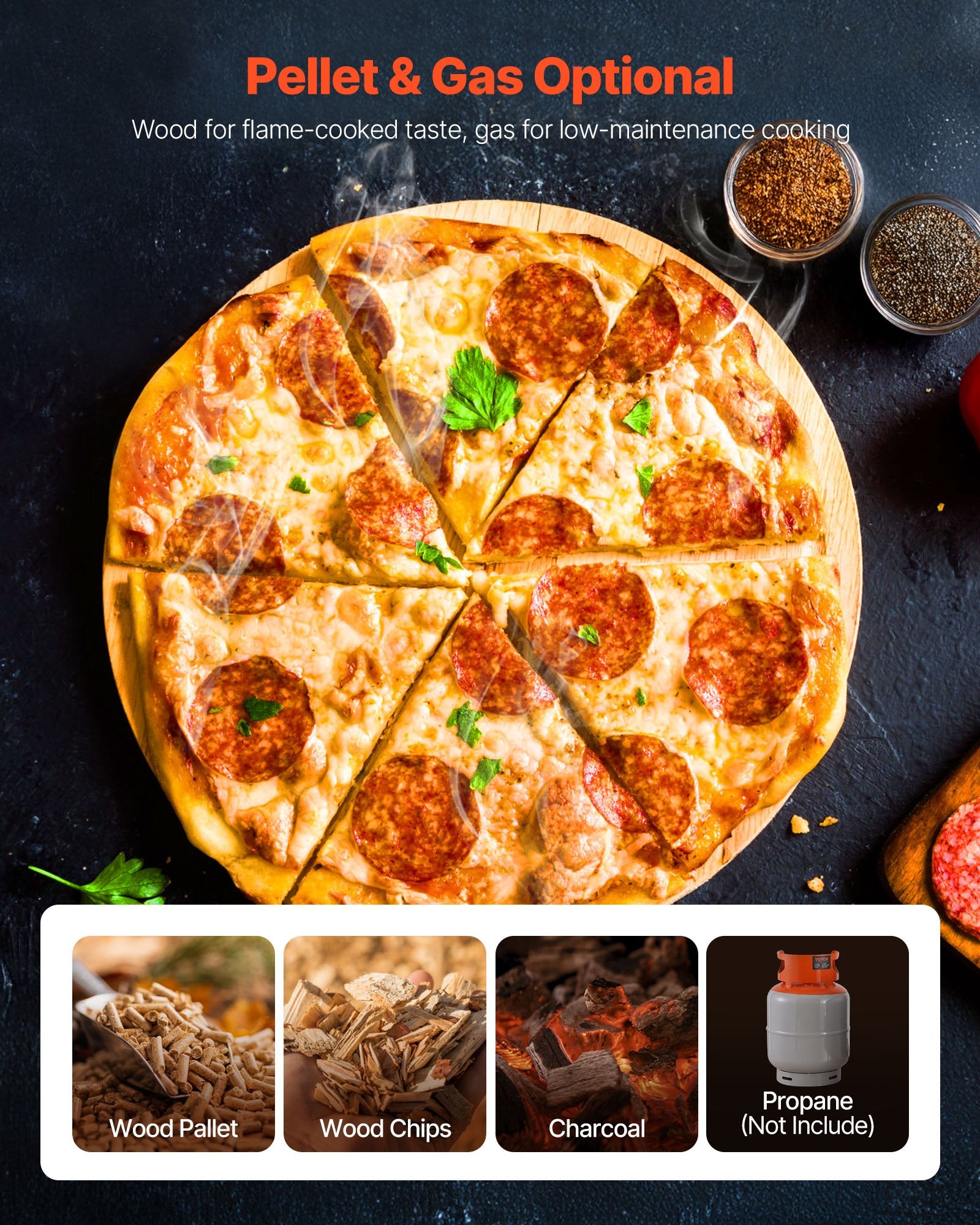 12' Portable Pellet & Gas Pizza Oven for Camping