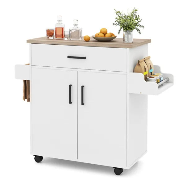 41.5" Rolling Kitchen Island Cart With Storage