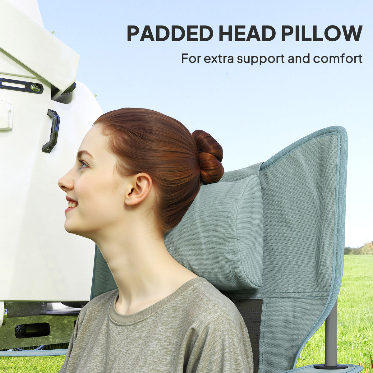 Folding Rocking Camping Chair 2-Pack with Headrest & Cooler