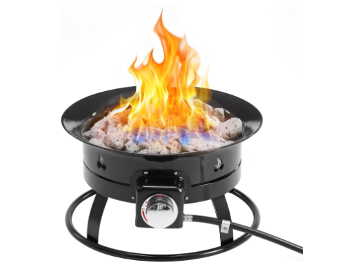 58,000 BTU Smokeless Gas Fire Pit 19-inch with Cover