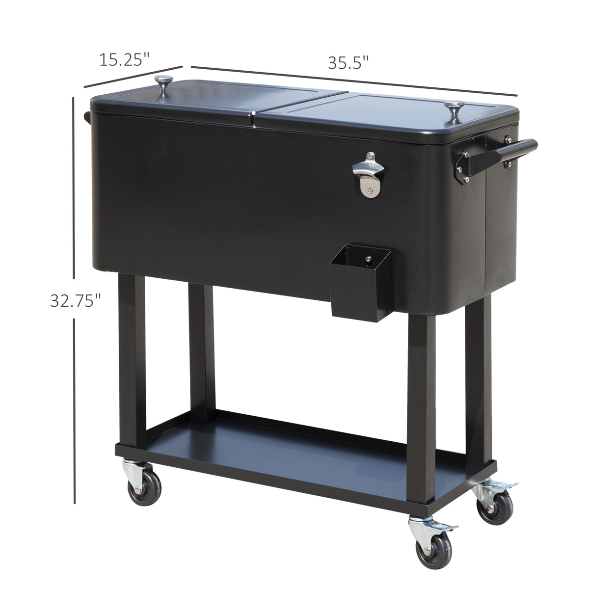 80 Qt Rolling Ice Chest Cooler Cart with Wheels