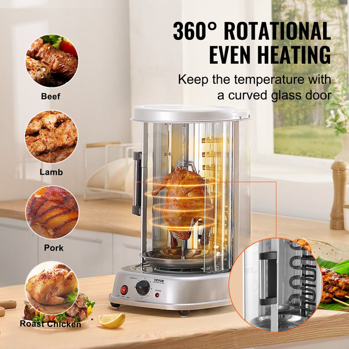 Stainless Steel Vertical Shawarma Gyro Rotisserie Grill