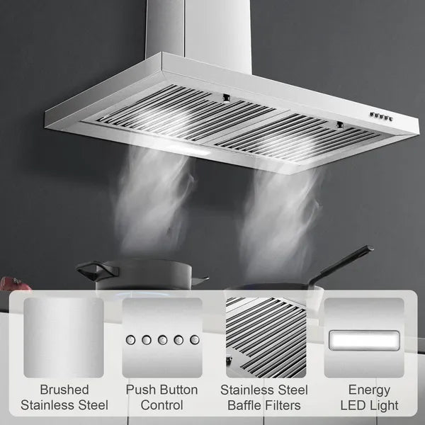 30 Inch Wall Mount Range Hood Stainless Steel Ducted