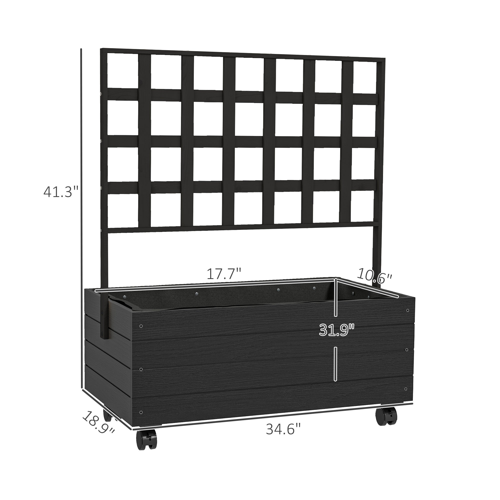 Wooden Raised Garden Bed with Trellis and Wheels