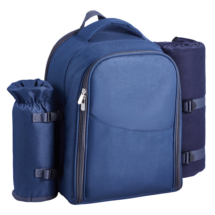 2-Person Beach Picnic Backpack with Cooler Compartment Navy