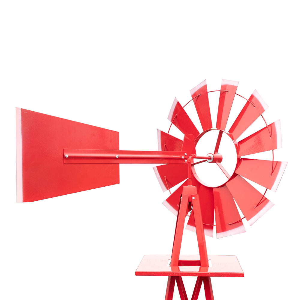 8ft Weather Resistant Yard Garden Windmill Red