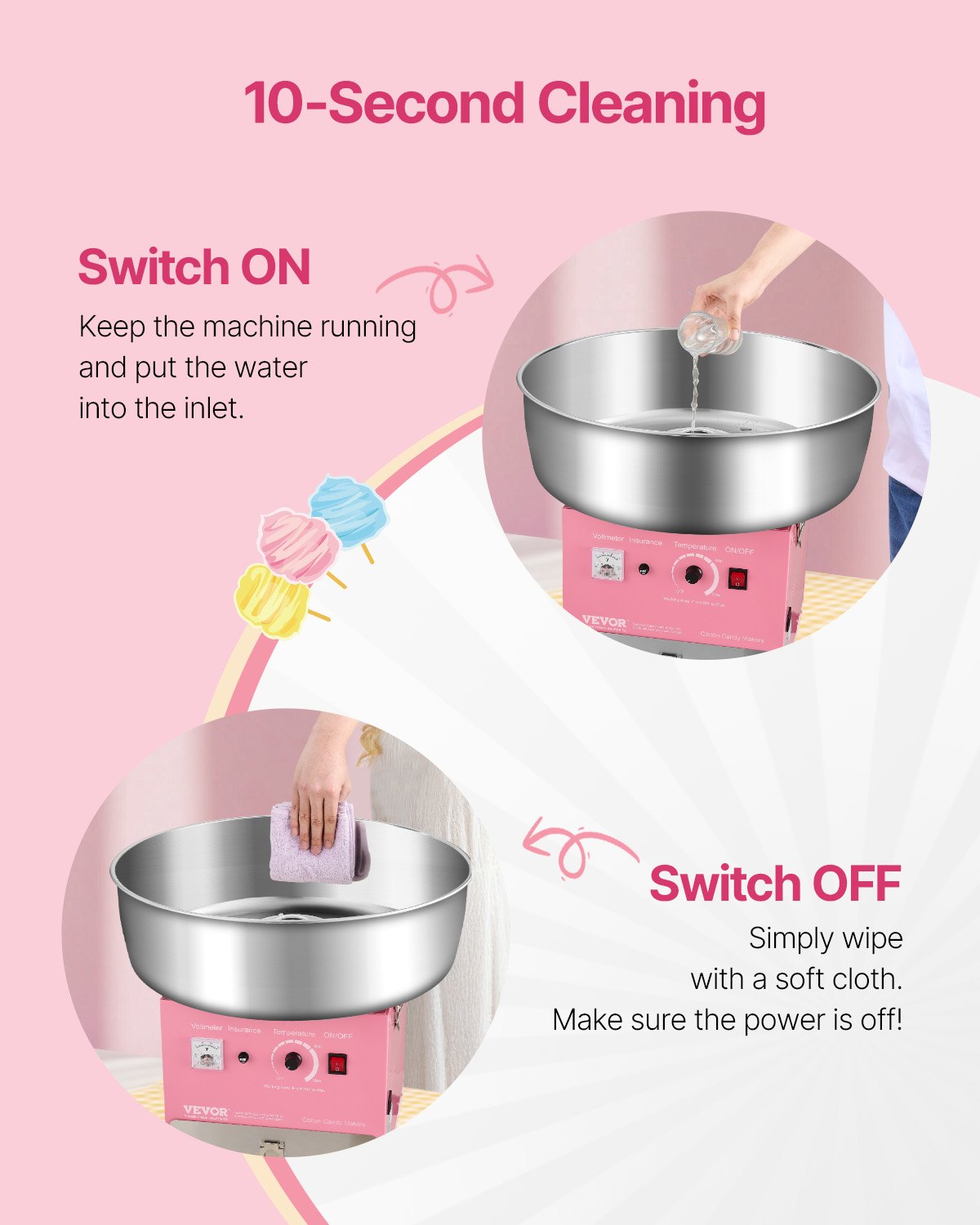 Commercial Cotton Candy Machine Sugar Floss Maker 1000W For Party
